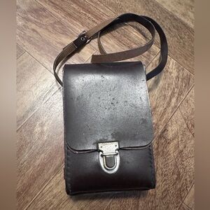 Vintage film camera antique leather folding case in used condition